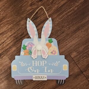 New Easter Bunny Glitter Cottonball Poof Car Door Hanger